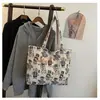Nova Bolsa Feminina 2025 Bolsa Tote Bolsa de Nylon Estampada Bolsa de Ombro de Grande Capacidade Bolsa de Mão Fashion Casual