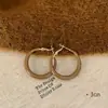 Aretes de Aro Grandes con Círculo de Goteo de Aceite Chapados en Cobre para Mujer con Pasadores de Plata, Aretes Tridimensionales Exagerados de Alta Gama Versátiles con Atmósfera de Otoño e Invierno
