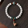 Hainan Semilla Dorada Cadena de Mano Grasa de Pollo Estrella Amarilla Luna Bodhi Madera de Durazno Flor de Loto Hombres y Mujeres Juego Cultural Pulsera de Cuentas Budistas Fabricante Mayorista