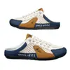 Verão masculino respirável malha meio chinelos slip-on ao ar livre sapatos preguiçosos moda para todos os jogos com sola macia sapatos casuais de feijão