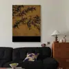 Pintura decorativa para sala de estar estilo chinês com bambu e tinta nova pintura suspensa Zen para sala de estar pintura decorativa de arte com bambu e tinta