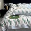 Juego de cuatro piezas de seda lavada con tacto fresco de verano, funda nórdica de seda helada, sábana y sábana bajera de Tencel sedosas y lisas estilo europeo para dormir desnudo