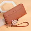 Billetera de Nuevo Estilo para Mujer Larga Europea y Americana Retro Bolso de Mano con Cremallera Única Gran Capacidad para Monedas y Teléfono Móvil Práctico con Correa de Muñeca