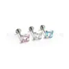 Aretes Cuadrados de Aleación de Titanio F136 con Circonia 5A, Joyería para Piercing de Labio de Titanio G23 con Rosca Interna