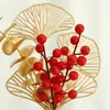 Hoja de Abanico Dorada Única Hortensia Fruta de Espuma Festival de Primavera Día de Año Nuevo Cubo de Bendición Accesorios Arreglo Floral DIY Fruta Navideña Venta al por Mayor