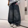 Jeans de pierna recta para niños, nueva colección otoño 2026, pantalones largos para niños y preadolescentes, pantalones de pierna curva para primavera y otoño para niños, adecuados para estudiantes de secundaria