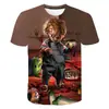 Comércio Transfronteiriço de Halloween Camiseta Estampada 3D Masculina para Adultos Adolescentes Camiseta Masculina de Manga Curta