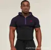 Ropa Deportiva con Capucha de Manga Larga Popular para Hombre, Fitness, Secado Rápido, Transpirable, Elástica, Media Cremallera, Ropa de Entrenamiento Gymshark