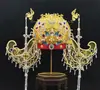 Coroa de Fênix Dourada, Coroa Seis Dragões e Três Fênix, Kit de Materiais Acessórios DIY, Coroa Cerimonial Hanfu, Coroa de Fênix Estilo Ming, Coroa de Noiva Feita à Mão