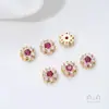 Cuentas Espaciadoras de Flor de Zirconia de Color Duradero Chapadas en Oro de 14K Accesorios de Cuentas Flor de Melocotón Flor de Ciruelo Materiales para Joyería de Cristal y Perlas DIY