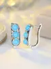 Brincos Temu Transfronteiriços Retrô Antigos Redondos com Diamante Turquesa Azul Estilo Étnico de Nicho Versátil para o Dia a Dia Estilo Quente para Homens e Mulheres