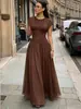 Vestido largo de gasa de color liso, estilo nuevo transfronterizo europeo y americano de 815W, que marca la cintura, elegante y moderno para mujer, nuevo para 2026