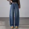Pantalones de Corte Curvo de Mezclilla Estilosos 2026 Otoño Nuevo Estilo Pantalones Largos de Cintura Alta Pierna Ancha Adelgazantes Moda Pantalones Casuales Pantalones de Mujer