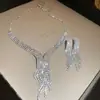 Set de Collar y Pendientes Flor de Diamante Vintage de Segunda Mano Lujo Accesible Cadena Alta para Clavícula Collar Estilo Palacio para Mujer