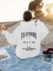 Sudadera con capucha de manga larga para mujer, talla europea, talla europea, estampada estilo California, para otoño e invierno