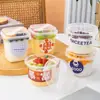 Vaso desechable para pudín de alta transparencia, resistente al calor, con tapa y cuchara, vaso para postre de grado alimenticio, vaso para gelatina para hornear, apto para horno