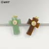 Wt-P2046 Nuevo Colgante Cruzado Estéreo Piedra Ojo de Tigre y Cuarzo Rosa Ojo del Diablo Zirconia Incrustada Accesorios