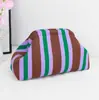 Bolso de Mano de Punto Rayado, Bolso de Mahjong, Versátil Portátil para el Día a Día, Tejido con Clip de Almacenamiento, Bolsa de Maquillaje, Gran Capacidad