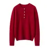 Suéter de cachemira para mujer, nuevo estilo otoño e invierno, jersey de punto trenzado vintage, top de punto suelto de cachemira de cabra de color liso