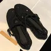 Zapatos de ballet Mary Jane, completamente adornados con pedrería, estilo francés, color albaricoque té con leche, zapatos de red con pedrería de malla, sandalias planas para mujer, estilo francés