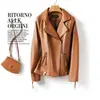 Chaqueta de Cuero para Mujer Transfronteriza Primavera y Otoño 2026, Chaqueta de Motocicleta de Piel de Oveja Haining, Abrigo Corto de Cuero Ajustado, Ropa Exterior Casual