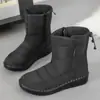 Zapatos de Algodón 2025 Invierno Transfronterizos Botas Largas para Mujer Venta al por Mayor Forrados de Felpa Engrosados Cálidos Botas de Nieve Poliuretano Ligeras Botas de Algodón