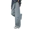 Pantalones de pierna ancha con bordado de letras seleccionadas cuidadosamente, nuevo estilo otoño e invierno para mujer, pantalones de pierna recta engrosados con felpa, cintura alta, adelgazantes, pantalones de pierna ancha de algodón Hua