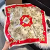 Cachecol quadrado de seda estilo europeu e americano 70cm vintage estampado com castanha de caju arte faixa de cabelo terno com lenço decorativo