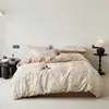 Nuevo juego de ropa de cama de cuatro piezas de gasa doble estampada, grado A, apto para bebés y madres, ropa de cama tejida estampada de doble capa para todas las estaciones