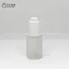 Botella de Vidrio Cilíndrica Transparente de Hombro Plano de 30 ml Botella para Aceite Esencial Bomba Dosificadora de Presión Escarchada para Subempaque de Cosméticos