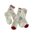 Calcetines Blancos de Gato de Dibujos Animados Lindos para Mujer, Calcetines de Media Pantorrilla, Calcetines Largos de Primavera y Verano, Calcetines Holgados, Calcetines de Algodón Coreanos Modernos sin Costuras