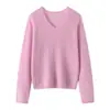 ¡Integración perfecta! Suéter pullover de punto suave y cómodo para mujer, de seda de morera y cachemira, con cuello en V y corte holgado, perfecto para usar en capas. Disponible al por mayor