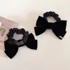 Retro Francés Etiqueta Dorada Terciopelo Negro Anillo para el Cabello Lazo de Mujer Cuerda para el Cabello Otoño e Invierno Nuevo Cuerda para el Cabello para Cola de Caballo