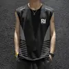 2026 Novo Estilo Camiseta Regata de Seda Gelada para Homens, Verão Soltinha, Fitness Esportivo Secagem Rápida Sem Mangas Regata Fina