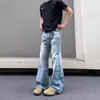Jeans retro americanos desgastados con orejas de gato para hombres y mujeres, marca de moda callejera, geniales y casuales, corte holgado, pantalones rectos de pierna ancha