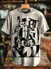 Moda Transfronteiriça Estampa de Padrão Artístico de Jazz Masculina Gola Redonda Manga Curta Estampa Digital 3D Feito Sob Medida, A Partir de Uma Peça