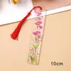Marcador de página de acrílico platino creativo transfronterizo, marcador de página colgante de flor seca artificial, regalo de suministros de estudio, obsequio para compañeros de clase y amigos