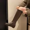 Primer Encuentro Botas Ji Mujer 2026 Otoño Invierno Nuevas Elásticas Adelgazantes Botas Tacón Oculto Personas Bajas Caña Alta Botas Largas de Caballero