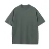 Camiseta de algodón peinado de doble hilo, 230 g, algodón grueso, cuello redondo, manga corta, en blanco, con soporte para impresión de logotipo.