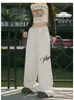 Pantalones Deportivos de Caída de Moda Estilo Urbano para Hombres y Mujeres, Primavera y Otoño Estampado de Letras Rectos Holgados Versátiles Casuales Largos