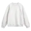 Moletom Cinza Claro Costurado Gola Redonda Masculino Retrô Americano Camiseta Pesada Rígida de Manga Longa Camisa Solta para Camada Interna