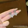 Brincos de Agulha de Prata S925 Novos Tendência Estrela de Oito Pontas Coração Zircônia Brincos Doces Simples Ins em Formato de Coração para Mulheres