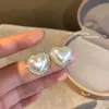 Pendientes de Perla con Forma de Corazón de Aguja de Plata S925, Diseño de Nicho de Lujo Ligero, Pendientes de Gama Alta y Elegantes para Mujer, Exquisitos Accesorios para Orejas Populares