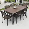 Mesas y Sillas de Exterior Hechas de Madera Plástica, Mesa de Comedor para Balcón de Exterior, Mesa de Té al Aire Libre para Jardín, Mesa Redonda y Sillas para Patio de Villa de Ocio