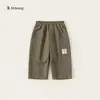 Bangxuan Huzhou Zhili Roupa Infantil Calça Cargo Infantil Primavera e Outono Nova Cor Sólida Versátil Calça Longa Infantil Calça Longa Casual