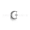 Arete de Aleación de Titanio F136 con Forma de Luna y Circonita Cuadrada 5A, Joyería para Perforación Corporal de Titanio G23 con Rosca Interna
