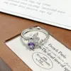 Nueve Fuego Púrpura ~ Anillo Abierto de Zircón Púrpura Completo con Diamantes Super Brillante Flor Luz de Lujo Gama Alta Exquisito Anillo