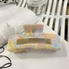 Nuevo Clip de Agarre de Ácido Acético Raya de Color Horquilla Cuadrada Transparente y Colorido Agarre para el Cabello Clip Grande de Tiburón Accesorios para el Cabello Transfronterizos