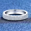 Anillos Populares Transfronterizos Europeos y Americanos Set Completo de Moissanita para Hombres y Mujeres Anillo Versátil de Alto Nivel de Plata de Ley S925 Hip-Hop Cubano