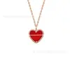 Collar Vanjia Corazón Chapado en Oro Rosa de 18 Quilates para Mujer, Plata de Ley, Gama Alta, Versátil, Lujo Accesible, Ágata Roja, Corazón Rojo Pequeño Clavícula